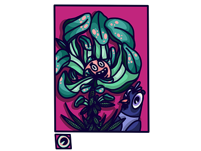 Creepin' - Watch waiting for those crumbs to drop bird catroon comic flower illustration ipad ipad pro nature pigeon plant procreate