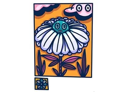 Cloudy but still shining cartoon cartoon character comic daisy flower ipad pro nature plant procreate saax