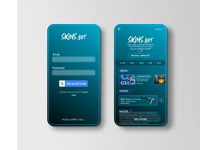 Skins.Bet for gamers !! android app app making blue concept easy figma following graphics ios sketch trending ui ux