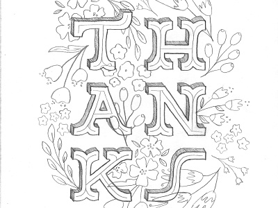 Thanks Sketch floral greeting card greetingcard hand lettering handlettering sketches slab serif