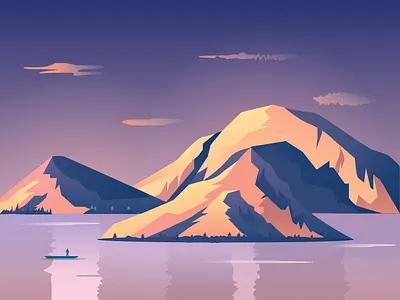 Scenery exercise flat gradient illustration lake mountains scene scenery vector