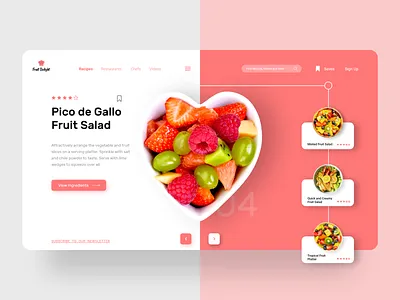 Fruit Delight Webpage Concept blog branding clean design flat fruit illustration interaction design landing page landing page concept logo minimal photography recipe ui ux uxui web design webpage website