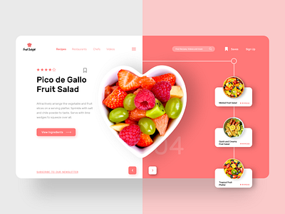 Fruit Delight Webpage Concept blog branding clean design flat fruit illustration interaction design landing page landing page concept logo minimal photography recipe ui ux uxui web design webpage website