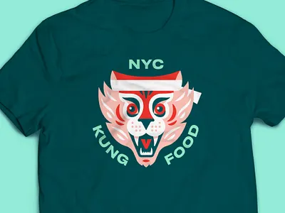 Kung Food branding illustration logo restaurant san francisco shirt stout t shirt tiger