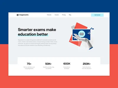 MegaExams Website animation collage exams illustrations interactions responsive students teachers type ui ux website