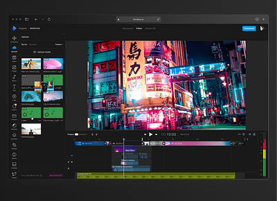 InVideo - Timeline (Dark theme) case study clean dark dark mode design system drag and drop layer real project timeline video ui design user interface vibrant video video app video editing tools web app