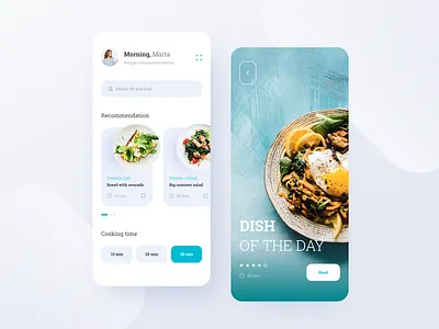 Recipes App app app design app ui blog design clean delivery design food app illustration information kitchen logo lunch meals minimal prototyping restaurant app ui ux website
