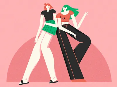 girls 💕 brush character girl illustration illustrator procreate scene texture vector