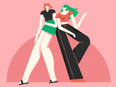 girls 💕 brush character girl illustration illustrator procreate scene texture vector