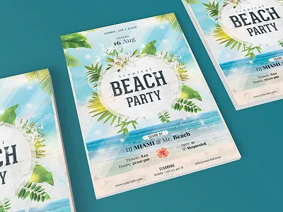 Retro Beach Party Flyer beach flyer party photoshop retro summer flyer vintage logo