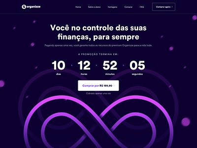 Organizze - Countdown landing page countdown gradient hero banner landing landing page landing page ui organizze pricing selling timer ui ux