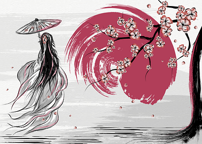 asian style illustration 2d abstract artwork asian design effects flat graphics illustration painting