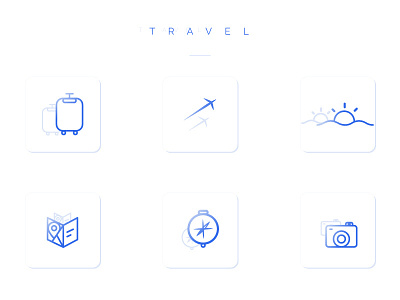Travel Icons bag beach camera flight gradient icons map navigator simple sun travel
