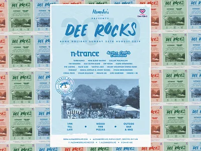 Dee Rocks 2019 beer garden blue brand celebration dance design event flyer illustration illustrator logo music ntrance poster print texture typography vector venue
