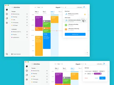 Timeular : Goals app clean desktop goal mac macbook macos minimal os product productivity responsive simple time tracker tracker app ui ux