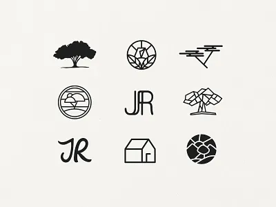 JR Logo Concepts blackandwhite branding concept design digital horizon jr logo logodesign logos tent tree trees vector