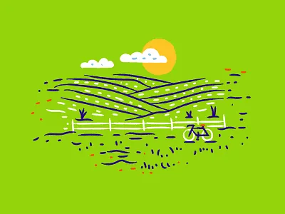 Illustration III beer bike field illustration illustrator landscape true respite