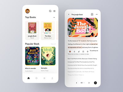 Book App UI book book app books design home screen ios minimal app mobile ui modern app reader ui ux