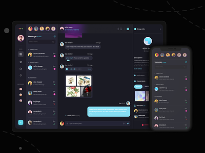 Messenger - Web design app chat app chat dark ui chat web design discord redesign messenger messenger dark ui messenger web design modern chat slack dark ui ui ux we design whatsapp redesign