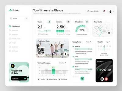 Fitness Dashboard dashboard fitnes health landing page minimal saas sport ui ui design uiux web design website