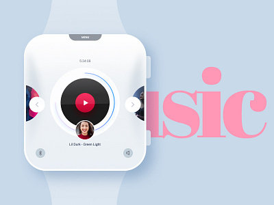 Smart Watch Music Player UI #DailyUI 09 app dailyui design interaction iwatch logo musicapp ui uidsign ux website
