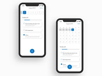 Daily UI 042: To-Do List app blue calendar ui dailyui dailyui042 dailyuichallenge design list mobile monthly sketch to do list todolist ui uidesign weekly white