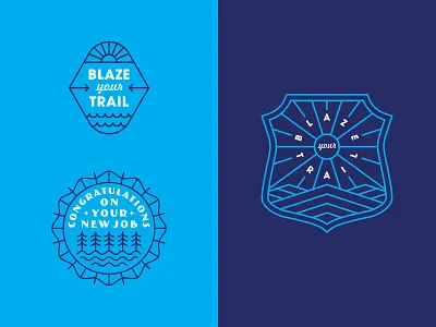 Misc Badges badge line lockup logo mountains nature patch sun trees typography