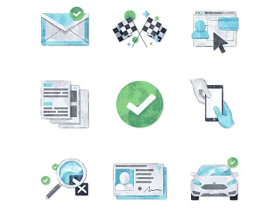 Mobile app icon set cars hands icon illustration mobile spot illustrations ui verification