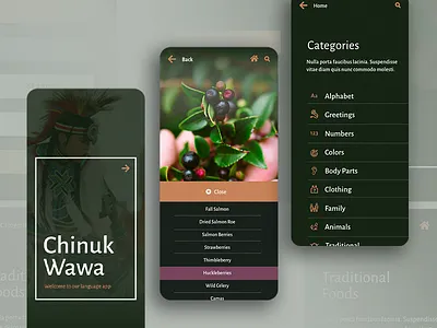 CTGR Language App adobe xd app art direction concept culture education graphic design language pnw ui ux visual design work in process