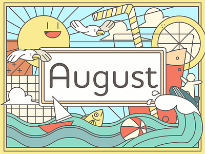 August adobe illustrator graphic design illustration line sea sunny