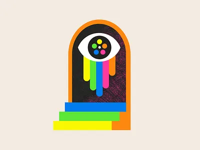 Come One Come All branding door eye illustration logo neon sneak peek work in progress