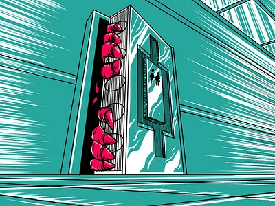 Pre-Apocalyptic Signage - Close the door (detail) digital digital art graphic design illustration limited palette print signage