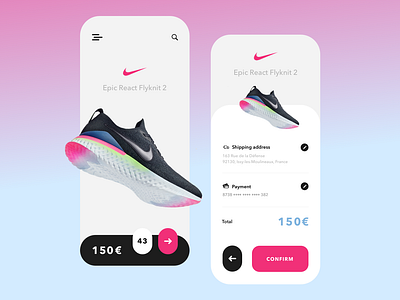 One day one drop - Concept app blue branding concept design gradient idea illustration nike pink raffle sneakers sport ui ux