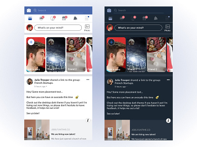 Mobile Facebook - Dark UI app concept dark dark theme darkmode design dribbble facebook figma mobile mobile app new product ui ux