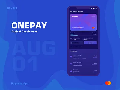 Digital Credit Card august credit card digital payment transaction ui ux