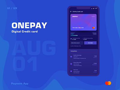 Digital Credit Card august credit card digital payment transaction ui ux