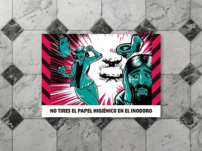 Pre-Apocalyptic Signage - Toilet paper digital art graphic design illustration limited color palette print signage