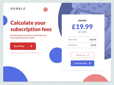 Daily UI Challenge #004 - Calculator blue calculator cards concept concepts dailyui dailyui 004 hubble interface numbers red subscription box ui ux