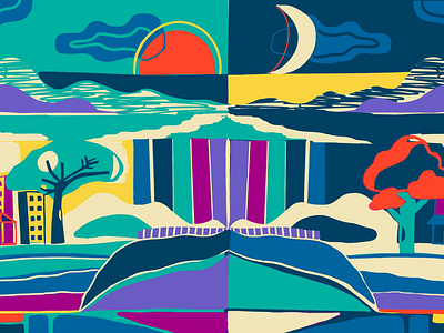 Day & Night art city colourful day digital painting graffiti graphic design illustration mirror murals night painting public art sketch vector visual art wall art