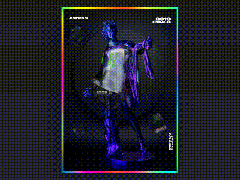 Parallax Poster 3d 61dayposter abstract ae aftereffects app branding c4d challenge colorful design everyday gradient graphic design holography nice parallax poster typography ui