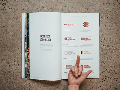 Team Rubicon Brand Field Manual II book brand standards logo design logos logotype magazine spread team rubicon typography