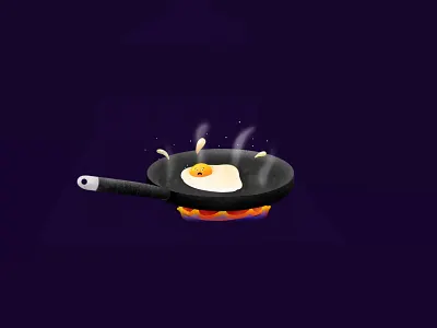 Distressed Egg breakfast breakfast club cook cooking cute design distressed drawing egg eggs face fire food illustration oil pan procreate simple white yolk