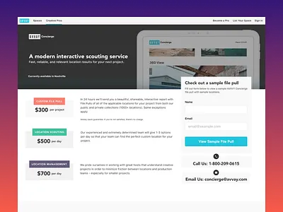 AVVAY Concierge avvay design location scouting ui