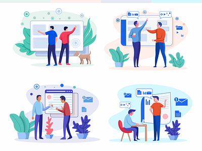 Set Of Illustrations Created For Website Presentations brand branding designs illustration logo ui vector