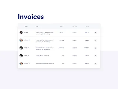 Invoice table design table ui ui design
