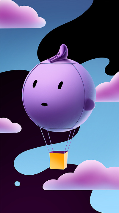 Airhead airballon airhead baloon blue candy cloud illustration pink purple sky surreal surrealism sweet
