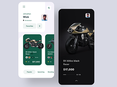 e commerce app exploration animation app bikes branding dailyui design dribbble illustration ios iphone liquid mobile nice100 ps space sudhan typography ui vector web