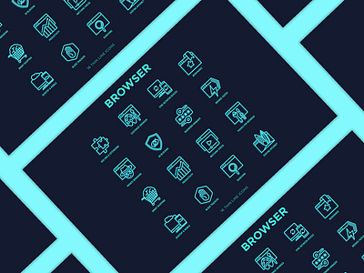 Browser Neon | 16 Thin Line Icons ad add ons app blocking browse browser computer development faster icon interface internet manager neon network page password private web website