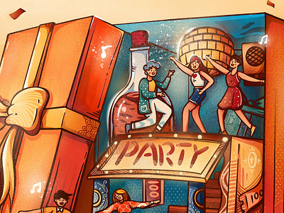 Time-limited party illustration money party