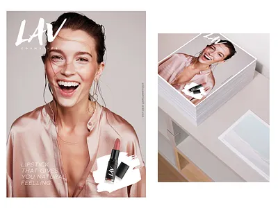 Poster / Ad Design for LAV Cosmetics advertising beauty beauty product billboard brand identity branding cosmetics graphic design logo minimal poster art rose rose gold typography visualization